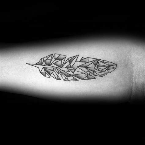 30 Geometric Feather Tattoo Designs For Men Shaped Ink Ideas
