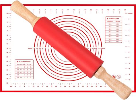 Rolling Pin Pastry Baking Mat Dough Roller Rolling Mat Extra Large
