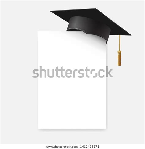 Graduation Cap Mortar Board On Paper Stock Vector Royalty Free 1412495171