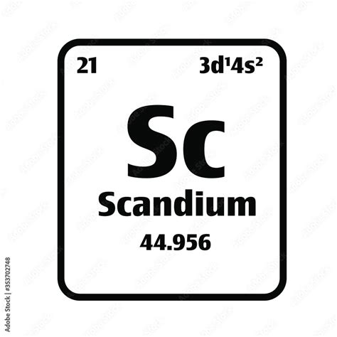 Scandium Sc Button On Black And White Background On The Periodic Table Of Elements With Atomic