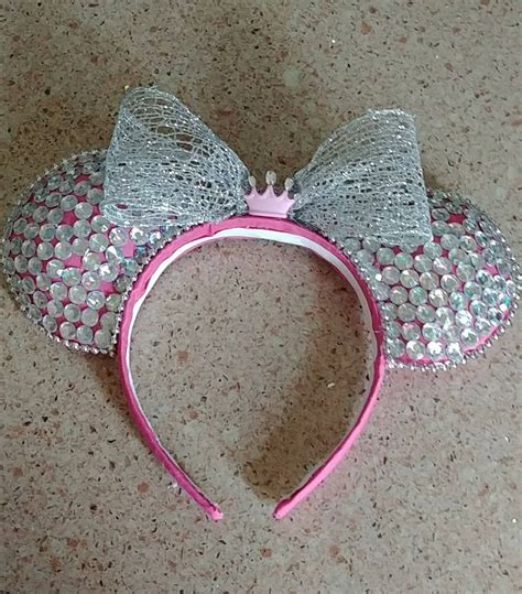 Bedazzled Princess Mickey Ears Pink Mickey Ears Sparkly Pink Etsy