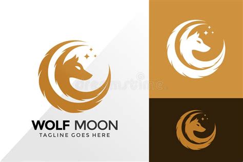 Wolf Moon Logo Design Brand Identity Logos Designs Vector Illustration
