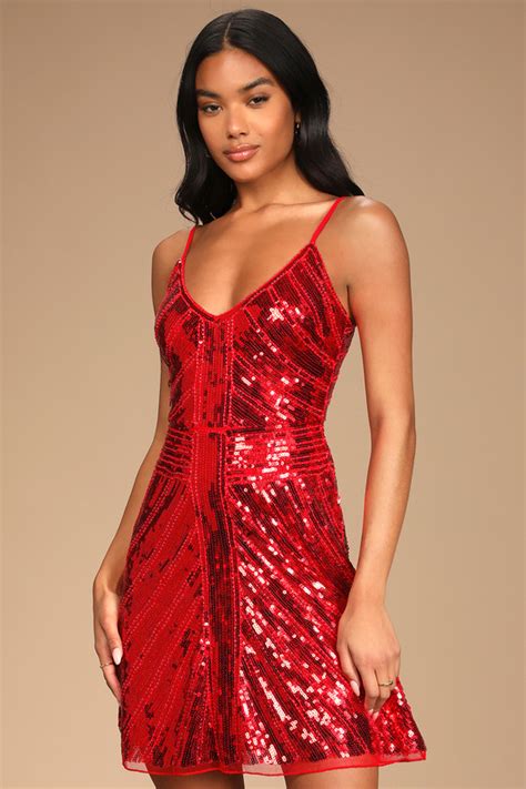 Red Sequin Dress Sleeveless Mini Dress Sequin Mini Dress Lulus