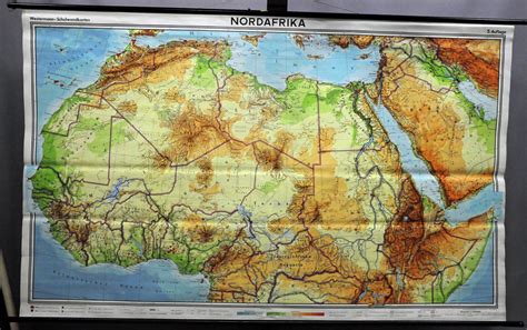 North Africa Saudi Arabia Mural Map Vintage Rollable Wall Chart Poster