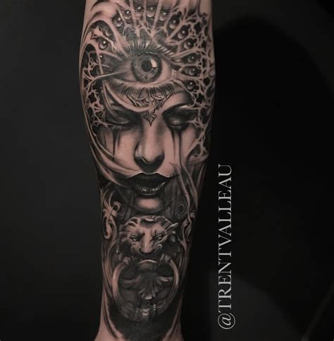 Really Cool Gothic Girl Tattoo By Trent Valleau Gothic Girl Tattoo