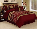 7 Piece CLAREMONT Burgundy Gold Lattice Leaves Embroiderd Clearance ...