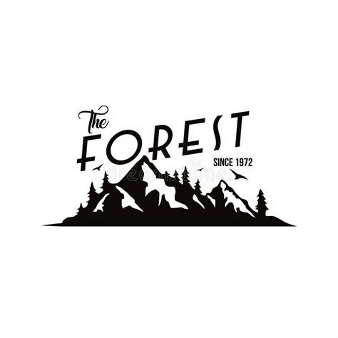 Forest Mountain Adventure Black And White Vector Logo Template Design
