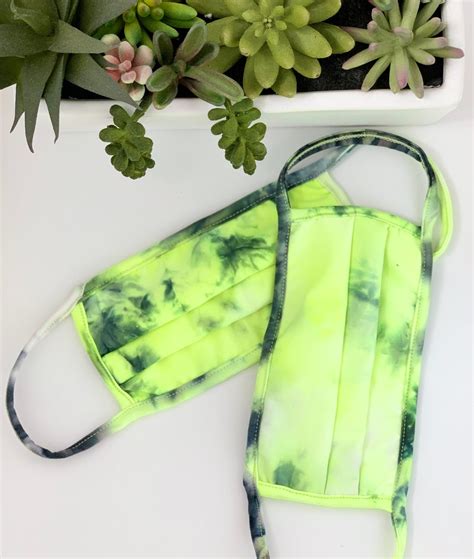 3 Pack Tie Dye Neon Green Face Mask Fashion Made In Usa Etsy Green
