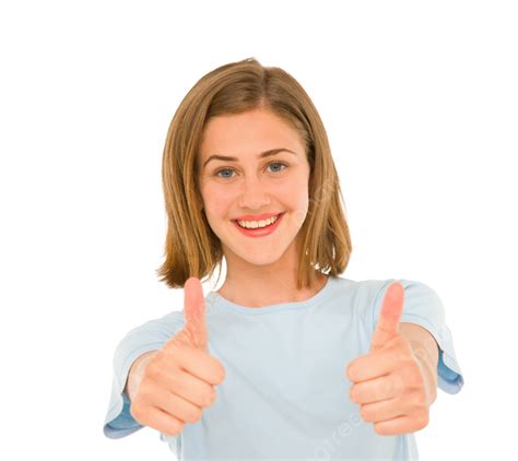 Teenage Girl With Thumbs Up Smile Teenage Blonde Young Png