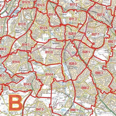 Birmingham B Postcode Wall Map