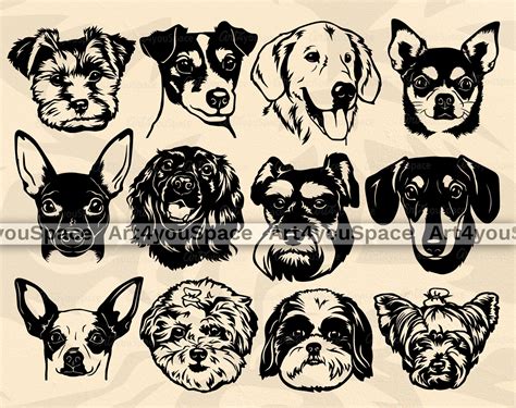 Dog Breed Svg Dxf Png Bundle Cricut Project Clipart Vector Chihuahu