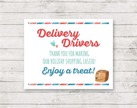 Thank You Delivery Drivers Free Printable