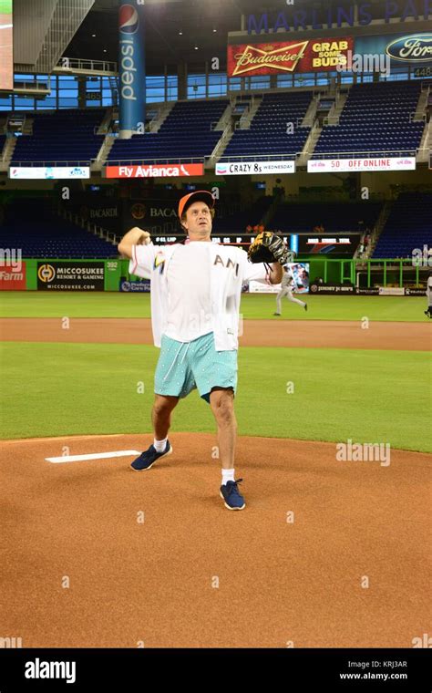 Miami Fl September 08 Pauly Shore Throws Out The First Pitch At The