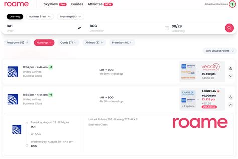 33,333 pts United Polaris Business Class from Houston to Bogotá on 8/29