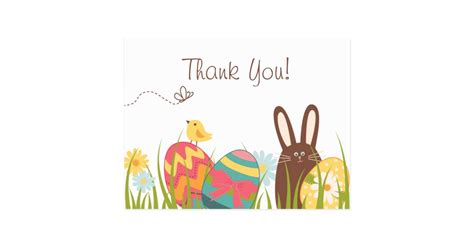 Cute Bunny And Easter Eggs Holiday Thank You Postcard