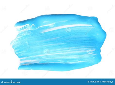Abstract Brushstroke Of Mixed Blue Paint Isolated On White Stock Photo