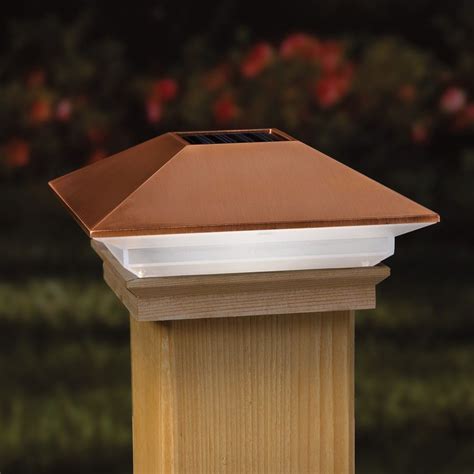 Deckorators 4x4 Copper Solar High Point Post Cap With Wood Base Solar