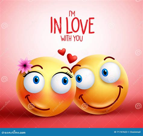 Smiley Face Couple Or Lovers Being In Love Facial Expressions Stock