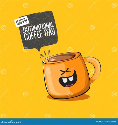 International Coffee Day Graphic Illustration with Cute Orange Coffee