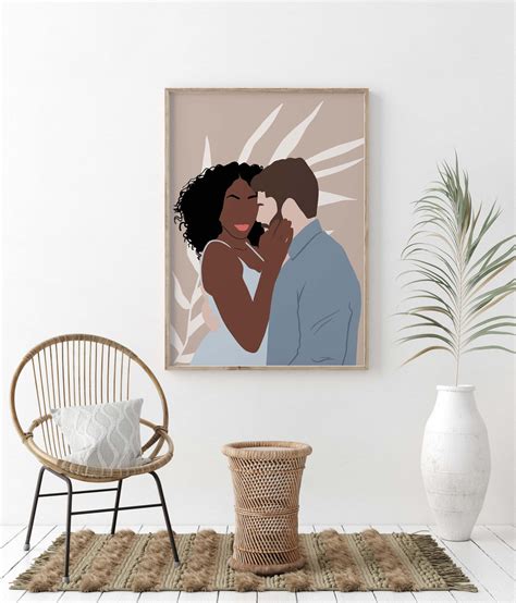 interracial couple wall art premium printed poster biracial etsy