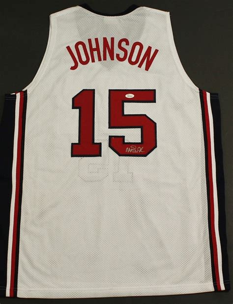 Magic Johnson Signed Team Usa Jersey Jsa Coa Pristine Auction