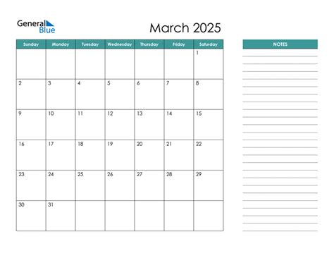 March 2025 Calendar Pdf Word Excel