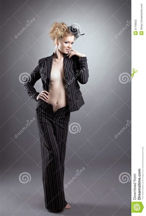 Ragazza Nuda Bionda Sexy In Costume Nero Fotografia Stock Immagine Di