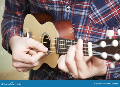 Close Up Of Man Playing Ukulele Stock Photo Image Of Horizontal