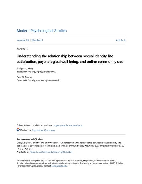 pdf understanding the relationship between sexual identity life satisfaction psychological