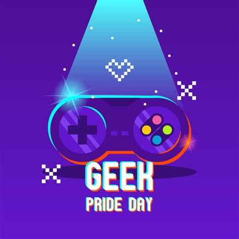 Geek Pride Day With Glowing Old School Remote 1109730 Vector Art At