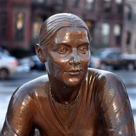 What you are hearing on the news is a total lie. Close-up of Lucy Stone at Boston Women's Memorial