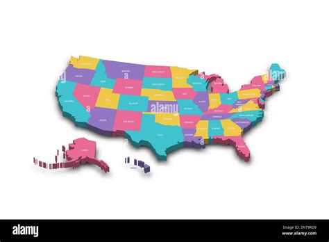 Estados Unidos De América Mapa Político De Las Divisiones Administrativas Estados Y Distrito