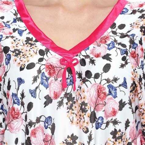 Zionity Women Pink Floral Satin Nighty JioMart