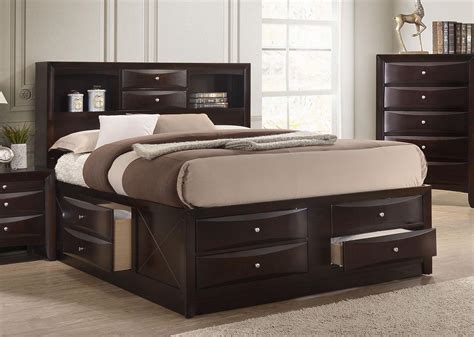 Cherry wood beds & bed frames. Crown Mark B4265 Emily Modern Dark Cherry Finish Storage ...