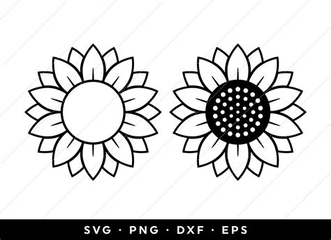 Sunflower Outline Svg Png Flower Svg Sunflower Svg Files Etsy