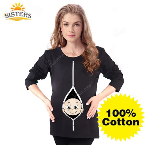 100 Cotton Pregnant Long Sleeve T Shirts Casual Pregnancy Women