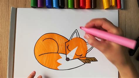 How To Draw A Sleeping Fox Coloring With Markers Youtube