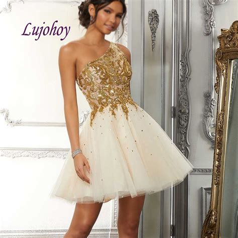 Sexy Gold Short Homecoming Dresses For Girls Plus Size Tulle One
