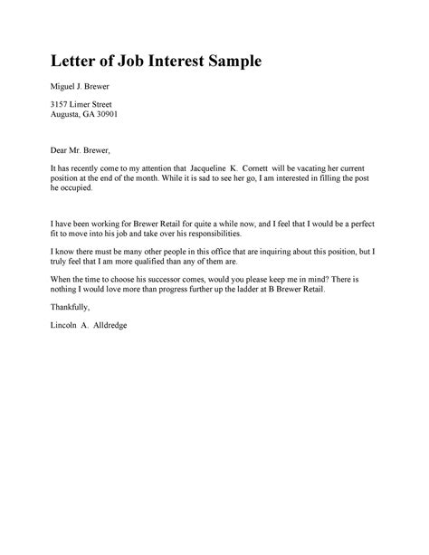 Sample Email Letter Of Interest Collection Letter Template Collection