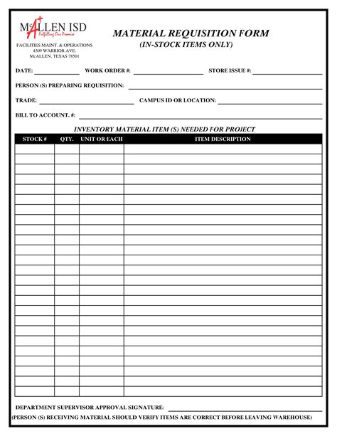 Construction Material Order Form Template
