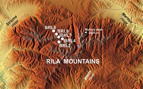 A Morphographic Map Of The Rila Mts With The Location Of The Pollen