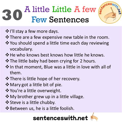 30 A Little Little A Few Few Sentences Examples Sentenceswithnet