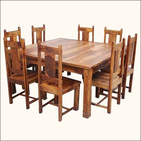 64 Square Dining Table 8 Chairs Set Rustic Wood Furniture Ebay