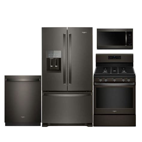 Whirlpool 4 Piece Kitchen Appliance Package With Gas Range Black