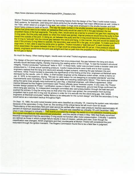 The Challenger and Asbestos Putty: So, why is this Even an Issue Worth