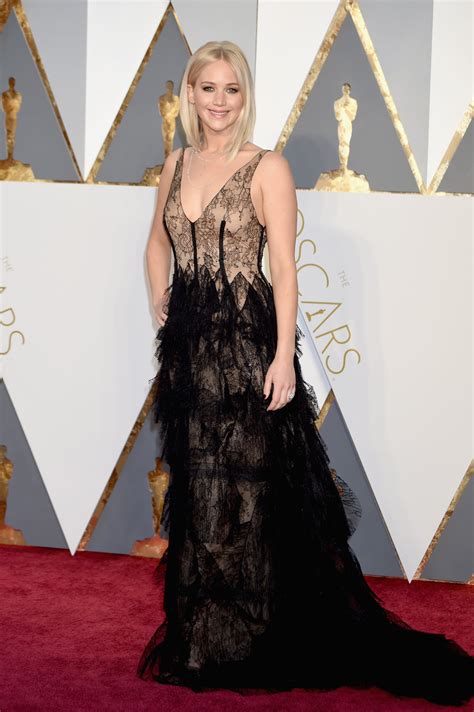 Jennifer Lawrence See The Oscars Red Carpet Looks Everyones Still