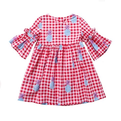 Candydoll Summer Girls Plaid Dress Baby 100 Cotton Dresses Petal