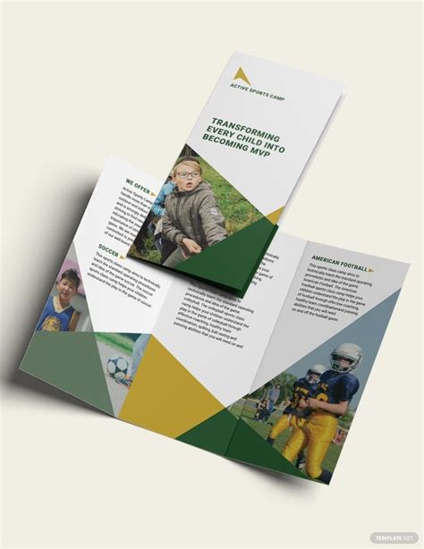 Sports Camp Tri Fold Brochure Template In Pages Illustrator Indesign