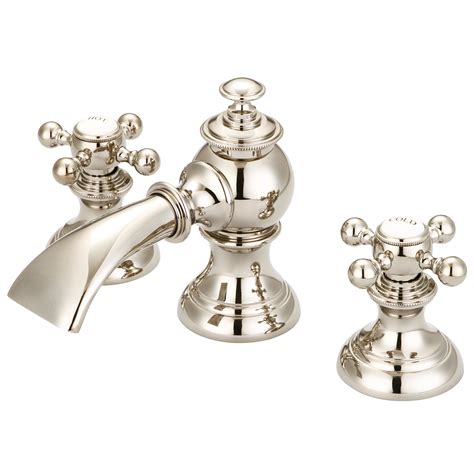 Modern Classic Widespread Lavatory Faucets With Pop Up Drain In Polished Nickel Pvd Finish