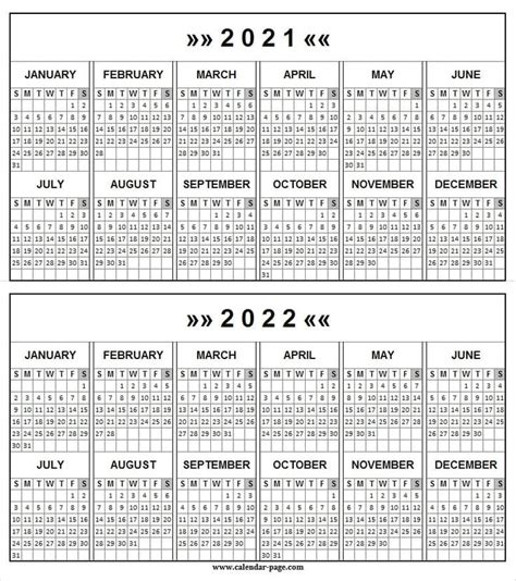 Two Year Calendar 2021 To 2022 Printable Calendar Template In 2020